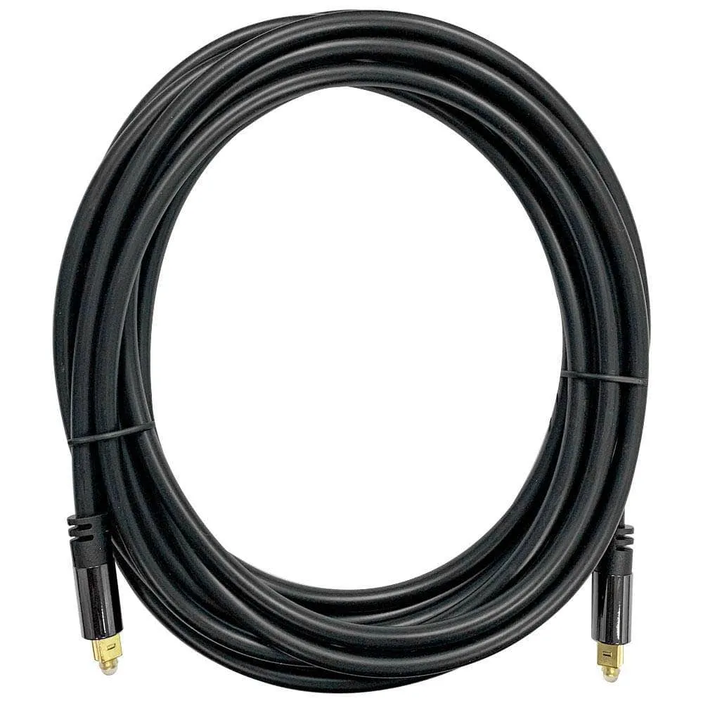 Premium 15 Foot Optical Digital Audio Fiber Optic Toslink Male Cable - Gold Plated Optical Digital Cord for Home Theater Gaming Systems and HD Audio
