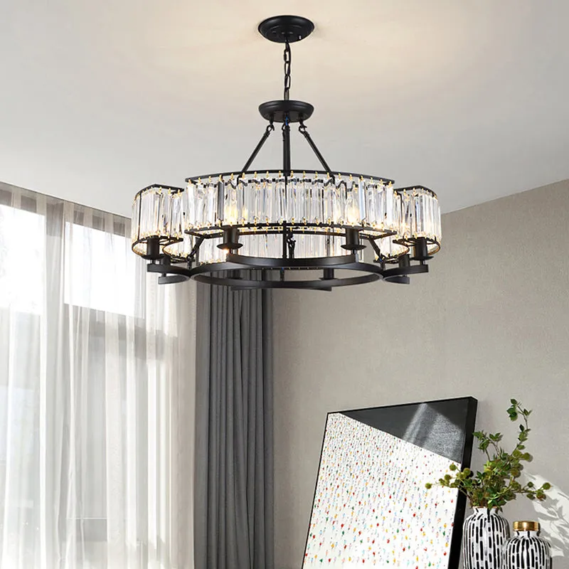 Prismatic Crystal Chandelier: Modern Suspension Lighting for Living Room