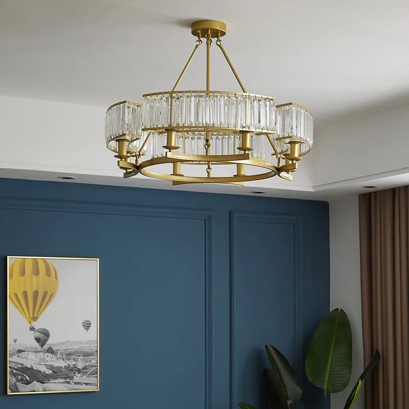 Prismatic Crystal Chandelier: Modern Suspension Lighting for Living Room