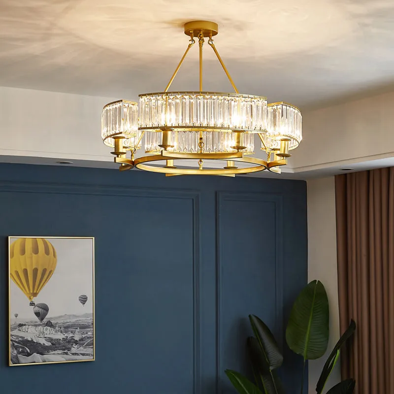 Prismatic Crystal Chandelier: Modern Suspension Lighting for Living Room