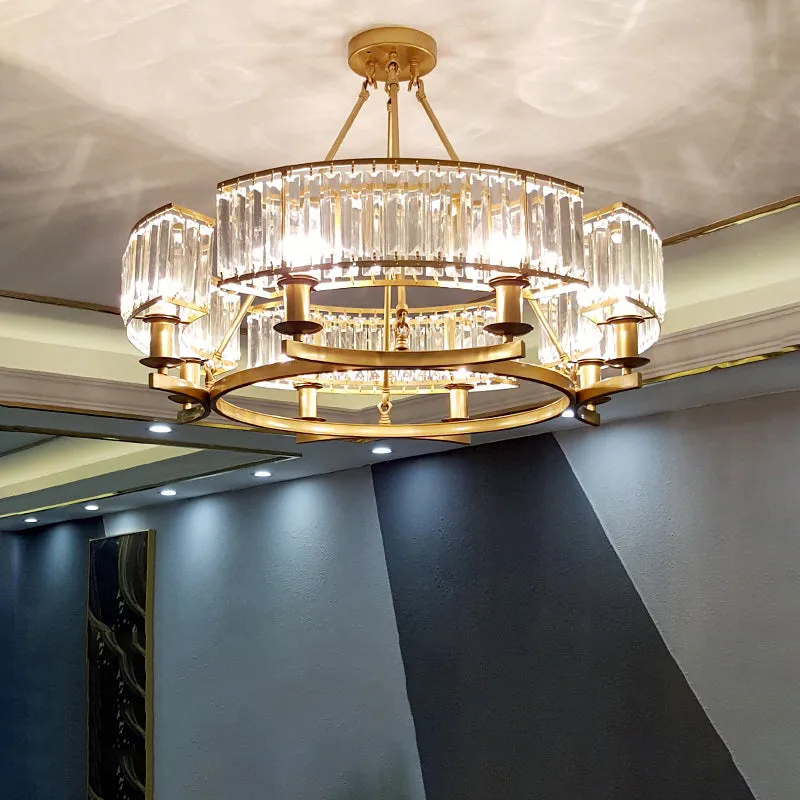 Prismatic Crystal Chandelier: Modern Suspension Lighting for Living Room