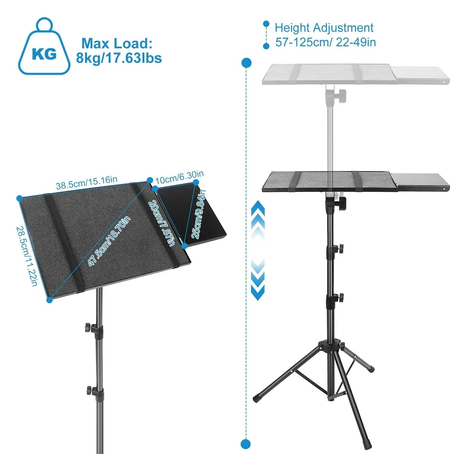 Projector Tripod Stand Folding with Height Tilt Adjustment