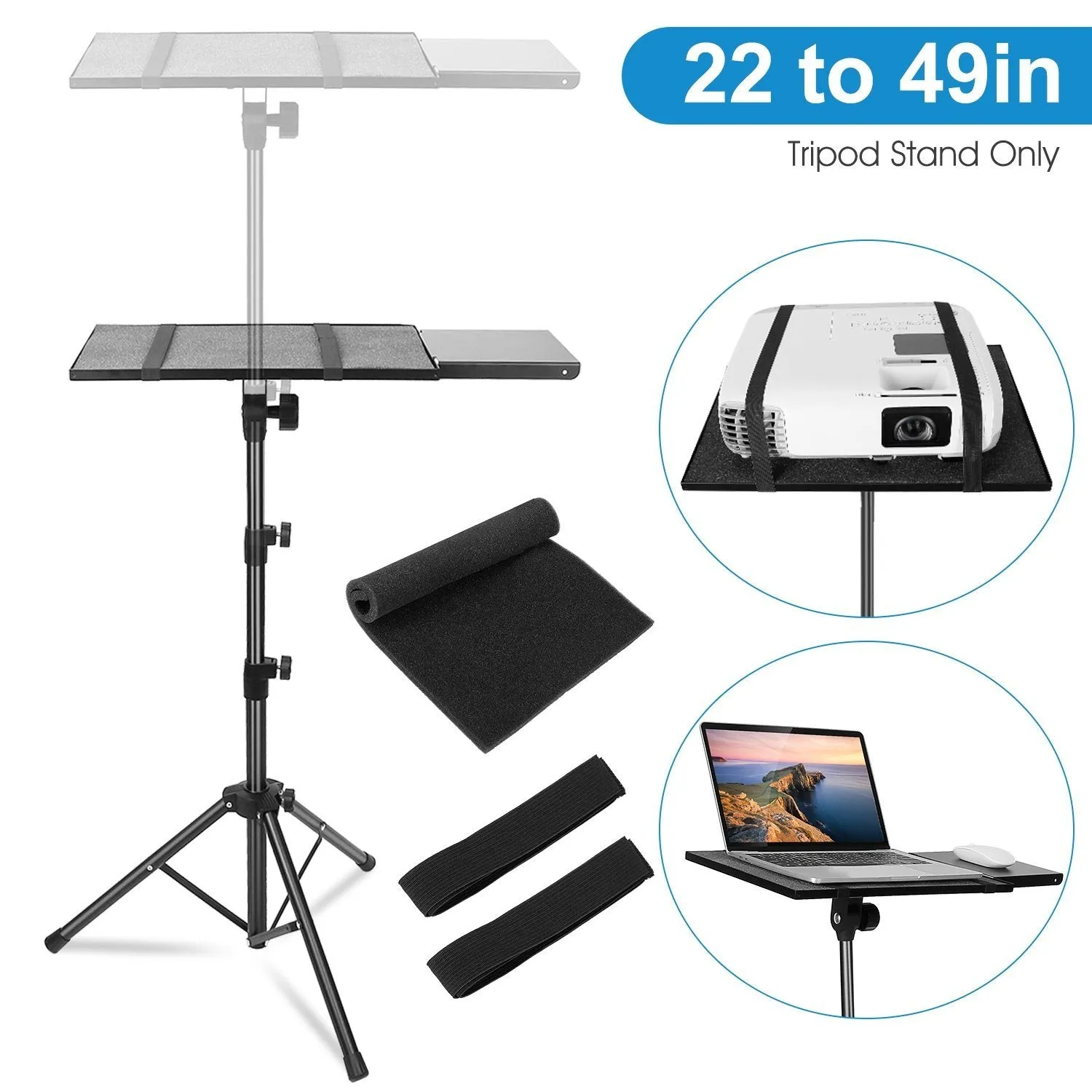 Projector Tripod Stand Folding with Height Tilt Adjustment