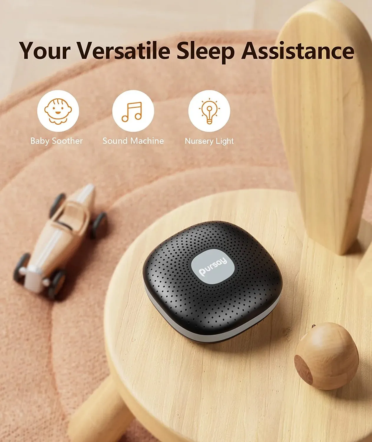 Pursay Sound Machine - White Noise Machine for Adults Baby, Portable Sound Machine for Sleeping with Night Light, 21 Soothing Sounds, Rechargeable for Meditation Travel Office Privacy Noise Canceling