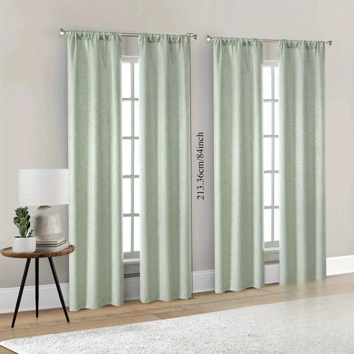 "Fresh Green Blackout Curtains - 4-piece set, green curtain fabric, enhance indoor comfort"