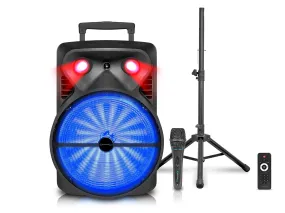 Rechargeable 15" Bluetooth DJ Light Speaker Package with Tripod & Microphone