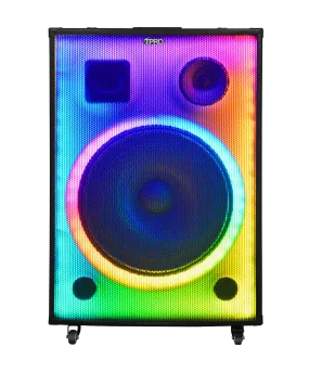 Rechargeable 18'' Bluetooth Active Speaker with Fire LED Wall & Wireless Microphone