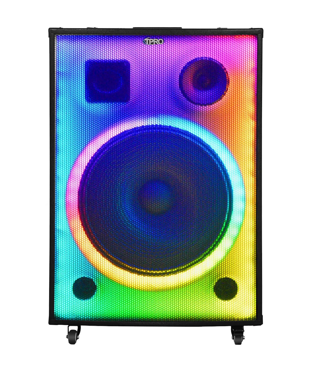Rechargeable 18'' Bluetooth Active Speaker with Fire LED Wall & Wireless Microphone