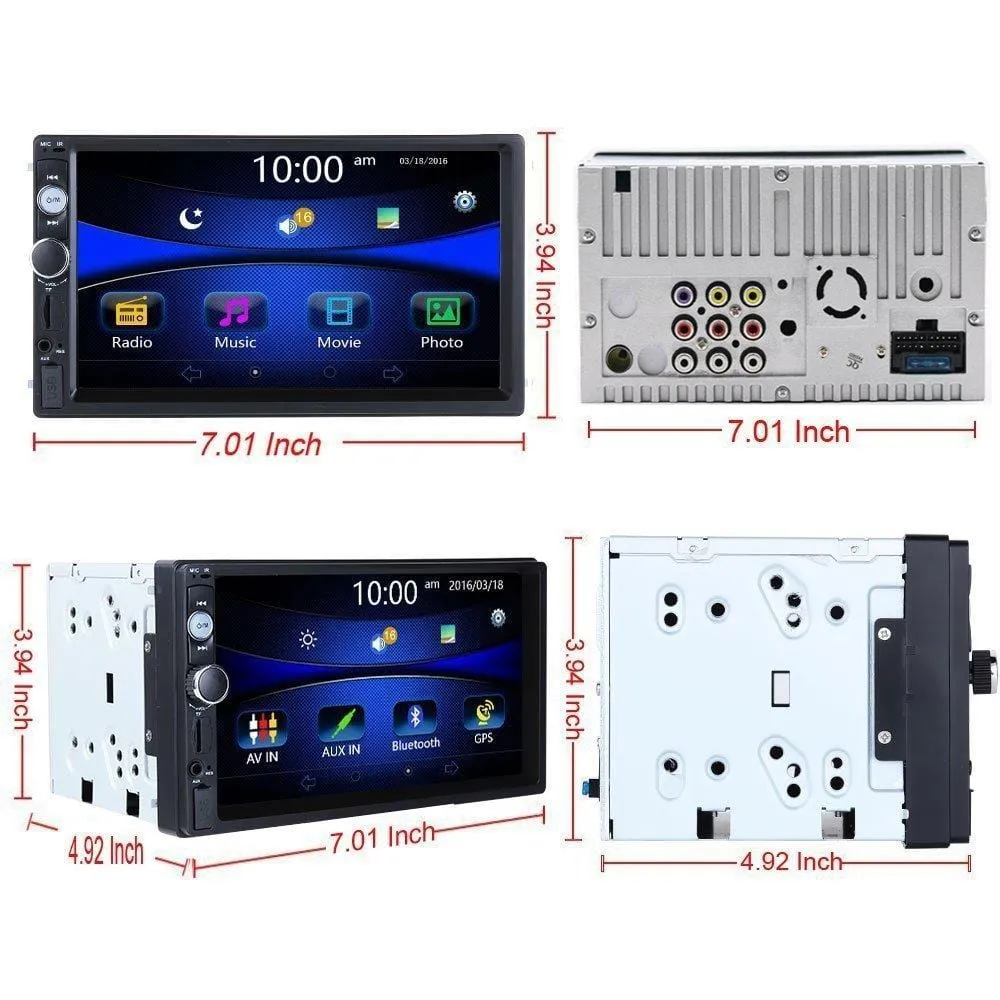 Regetek Car Stereo Double Din 7" Touchscreen in Dash Stereo Car Audio Video Player Bluetooth FM AM Radio Mp3 /TF/USB/AUX-in/Subwoofer/Steering Wheel Controls   Remote Control Rear View Camera