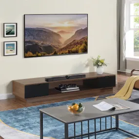 Rio Entertainment Center, TV Cabinet, Entertainment Unit 2200mm Low Line, Dark Oak by Taurs