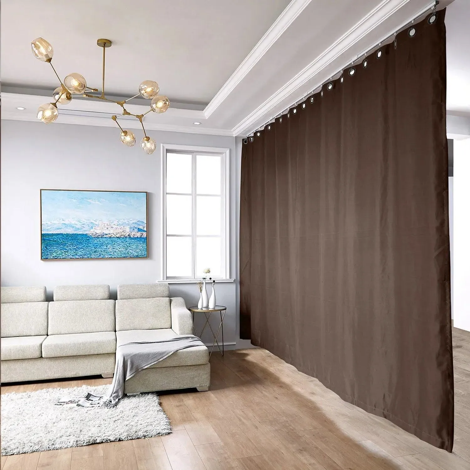 Room Divider Blackout Curtain with Ceiling Track Kit