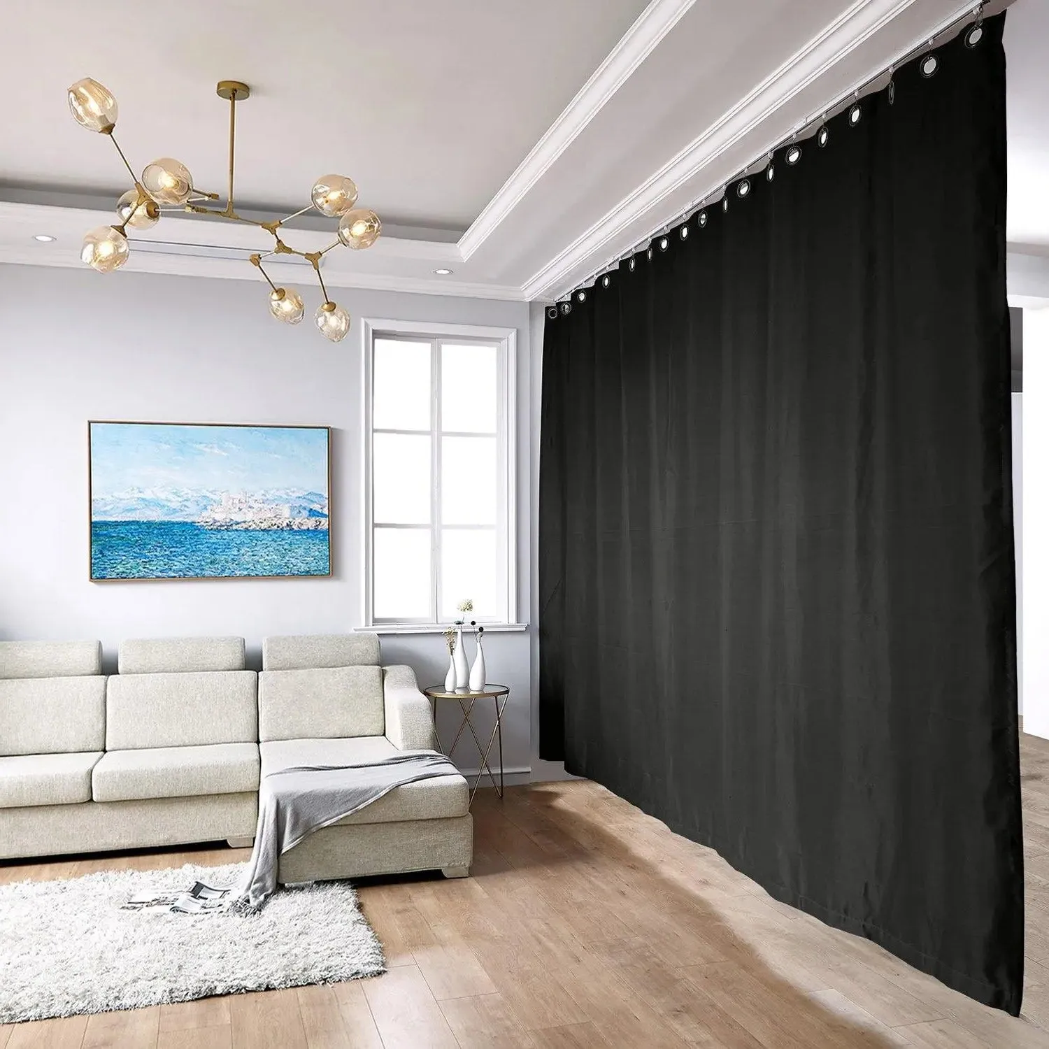 Room Divider Blackout Curtain with Ceiling Track Kit