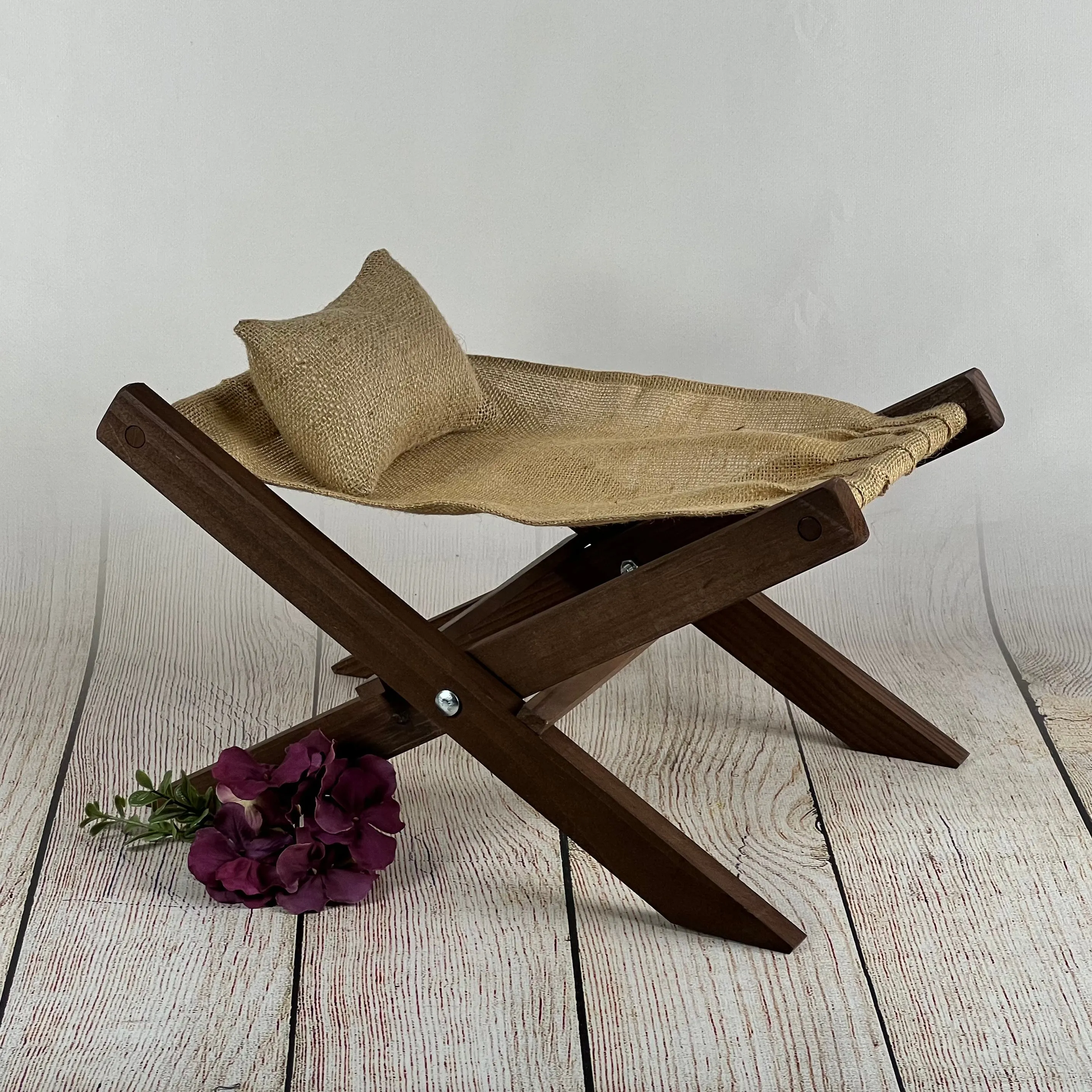 Rustic Deck Chair AND Matching Pillow - Natural Burlap - Interchangeable