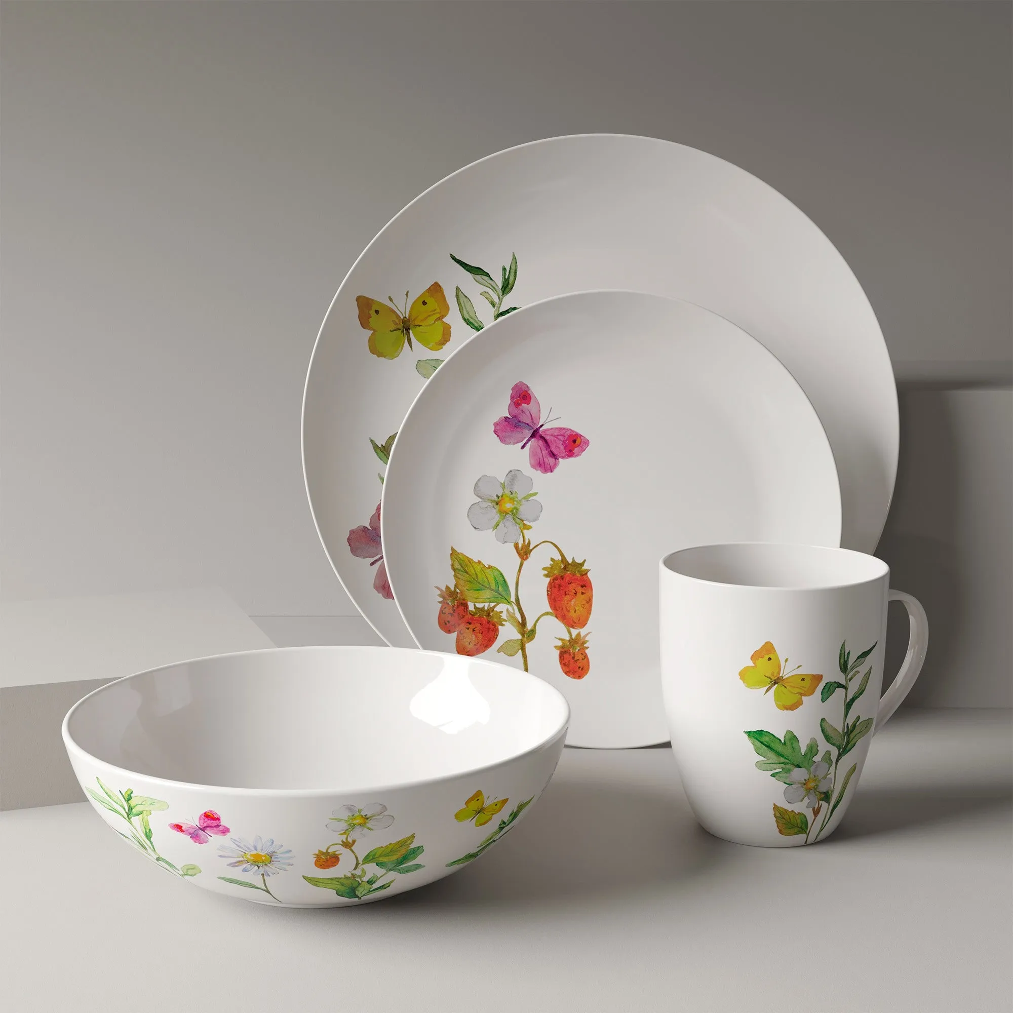 Safdie & Co. Dinnerset 16PC Botanical Butterflies