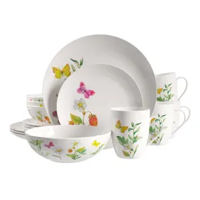 Safdie & Co. Dinnerset 16PC Botanical Butterflies