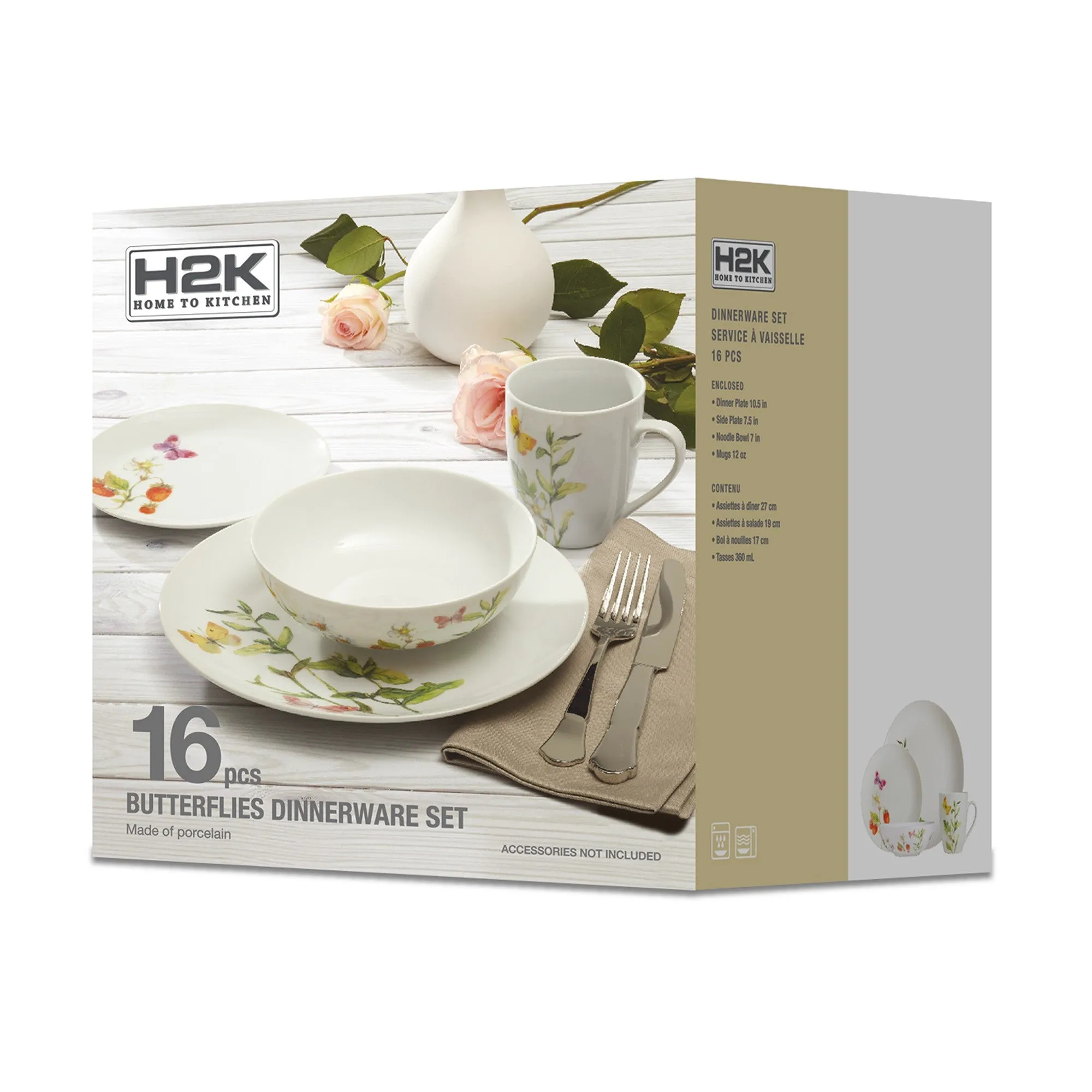 Safdie & Co. Dinnerset 16PC Botanical Butterflies