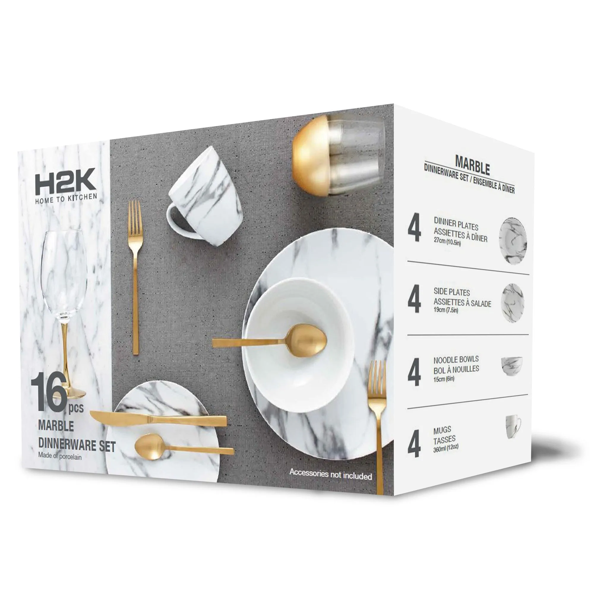 Safdie & Co. Dinnerset 16PC Coupe Marble