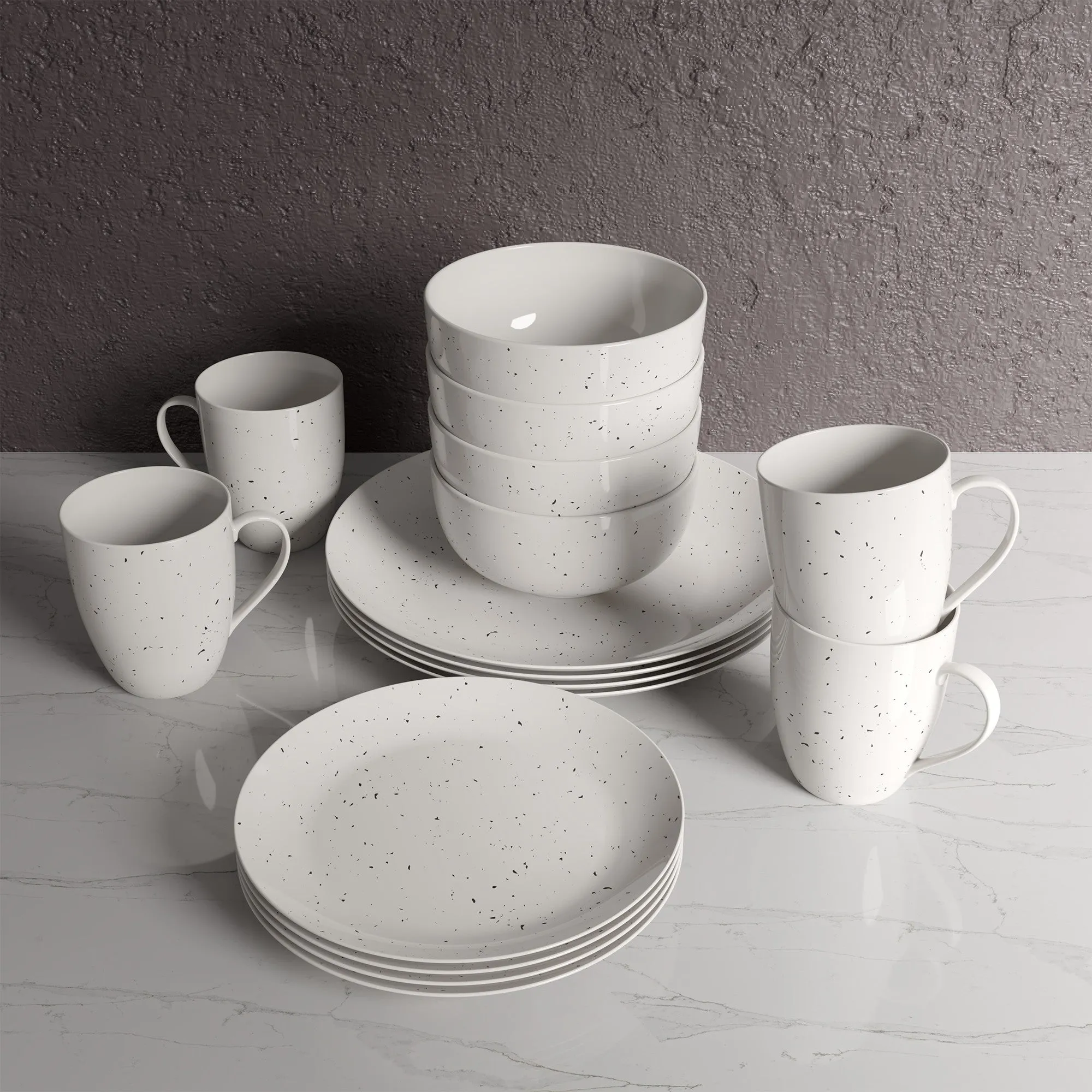Safdie & Co. Dinnerset 16PC Coupe Speckle