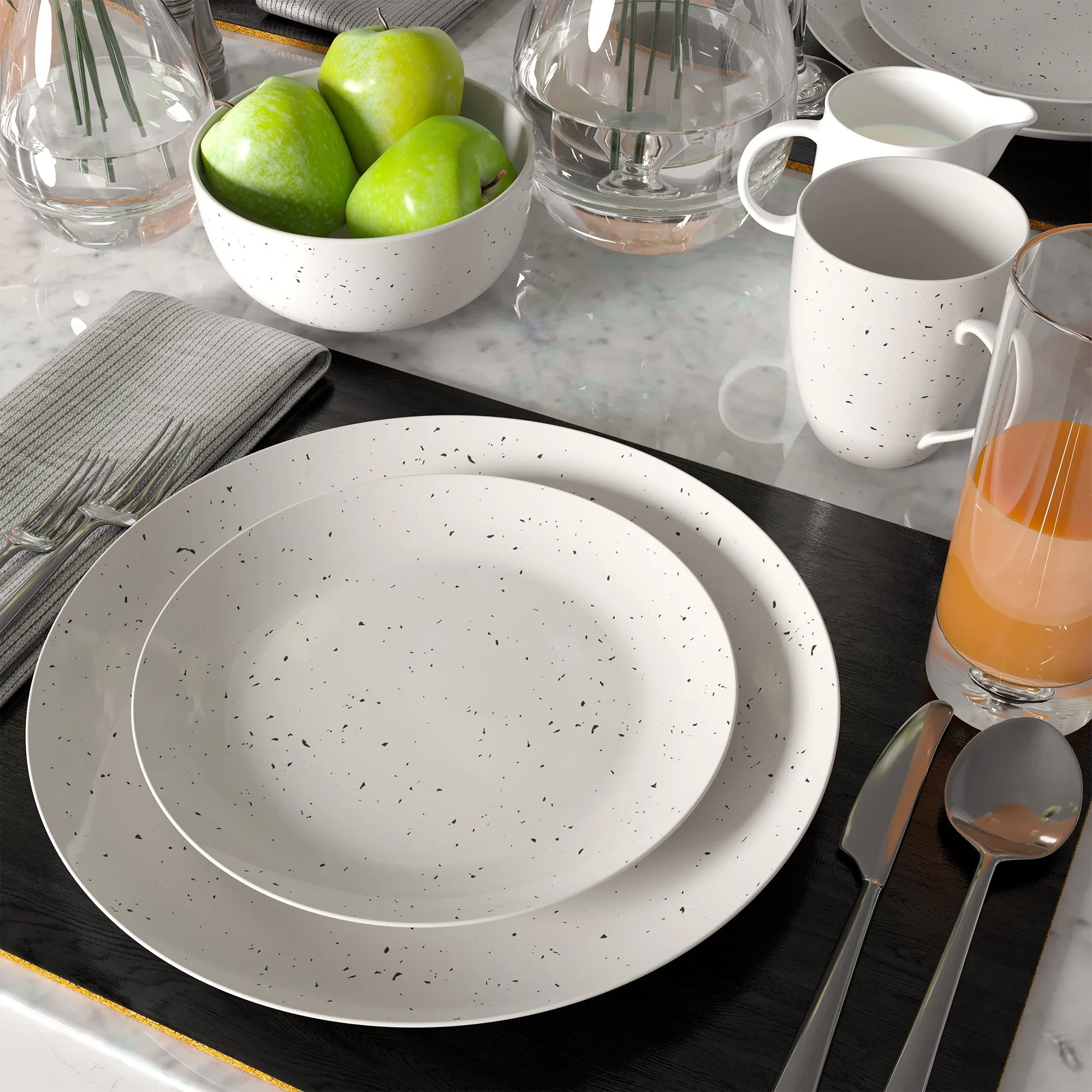 Safdie & Co. Dinnerset 16PC Coupe Speckle