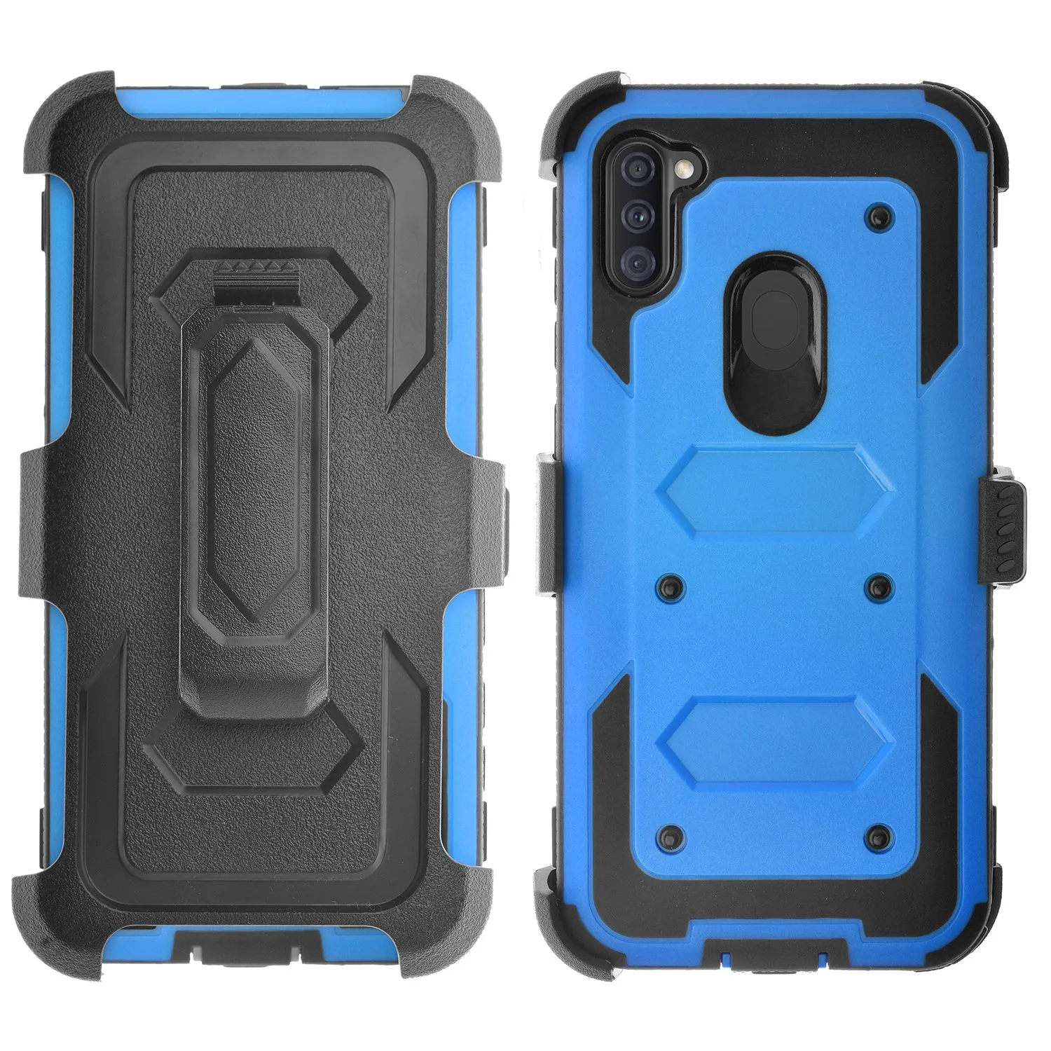 Samsung Galaxy A11 Case, Galaxy A11 Case,  Triple Protection 3-1 w/ Built in Screen Protector Heavy Duty Holster Shell Combo Case - Blue
