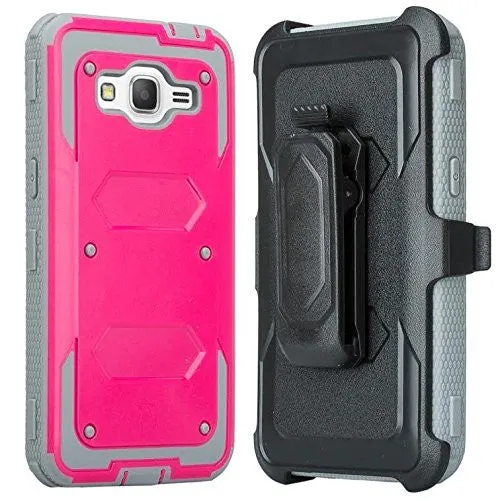 Samsung Galaxy J3 Case, J3V Case | Express Prime Case | Galaxy Sky Case | Amp Prime Case | Galaxy Sol Heavy Duty Holster Shell Combo Case - HP/GR