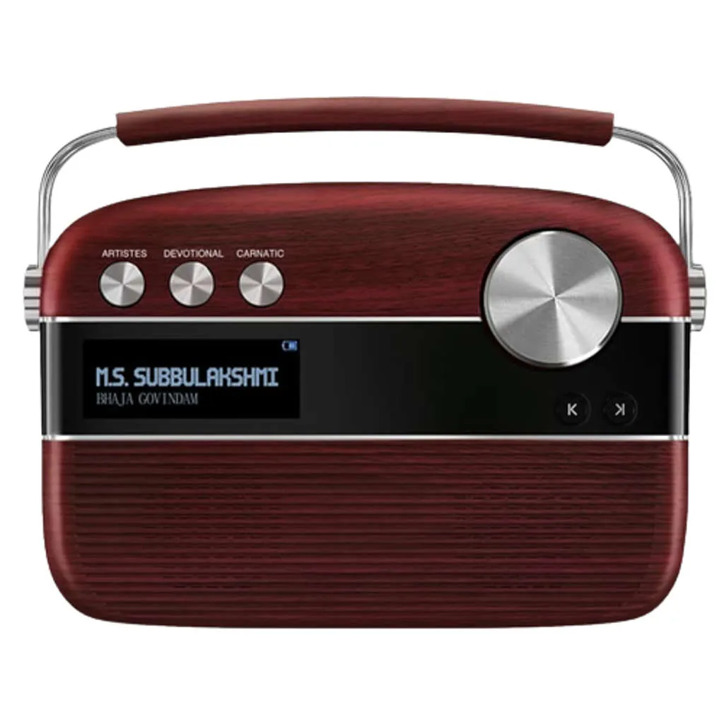 Saregama Carvaan MP SC03 Digital Tamil Audio Player With 5000 Pre-Loaded Songs Remote Control Cherrywood Red SC03/R47002