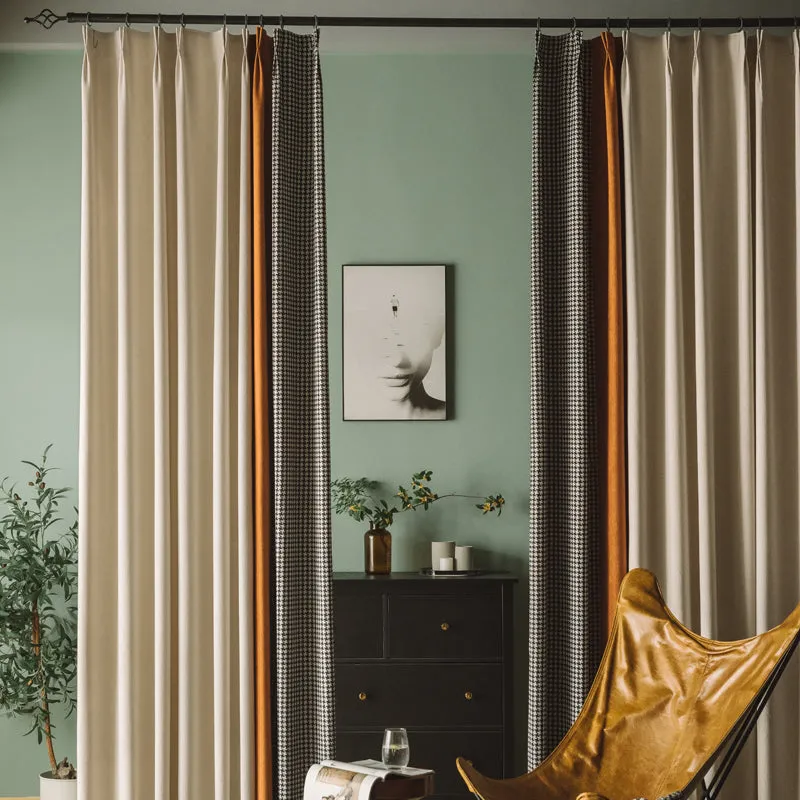 Simone Color Blocking Chenille Jacquard Blackout Custom Curtain