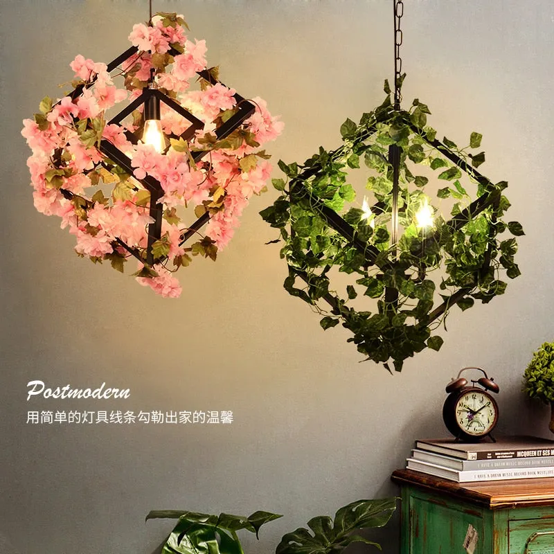 Small fresh plants, flowers, music, restaurant, barbecue, creative industry, wind and clear bar, decorative chandeliers