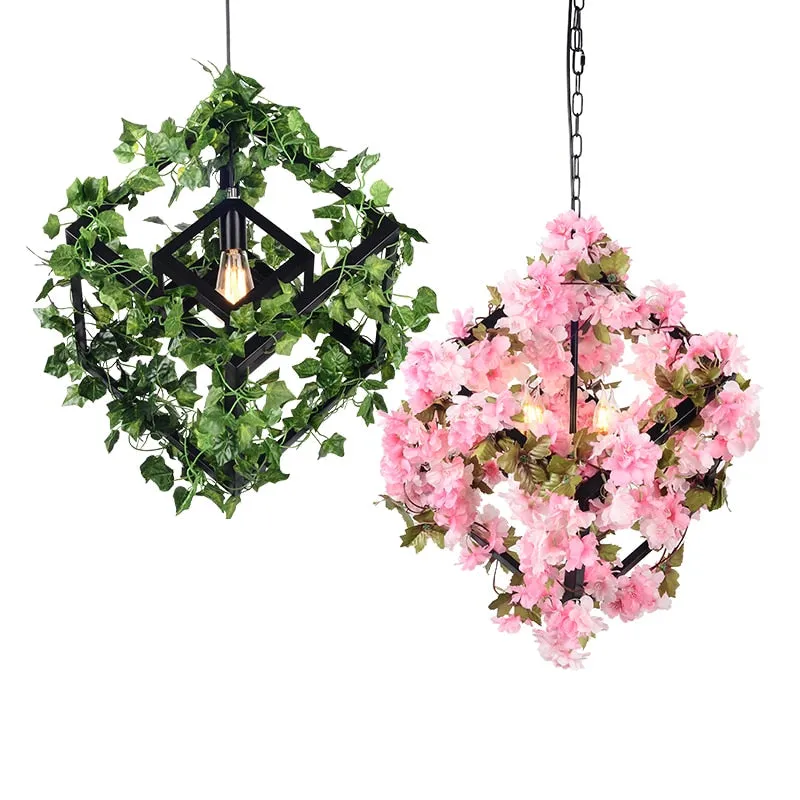Small fresh plants, flowers, music, restaurant, barbecue, creative industry, wind and clear bar, decorative chandeliers