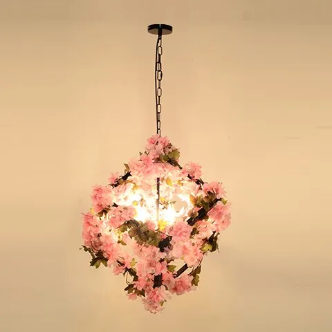 Small fresh plants, flowers, music, restaurant, barbecue, creative industry, wind and clear bar, decorative chandeliers