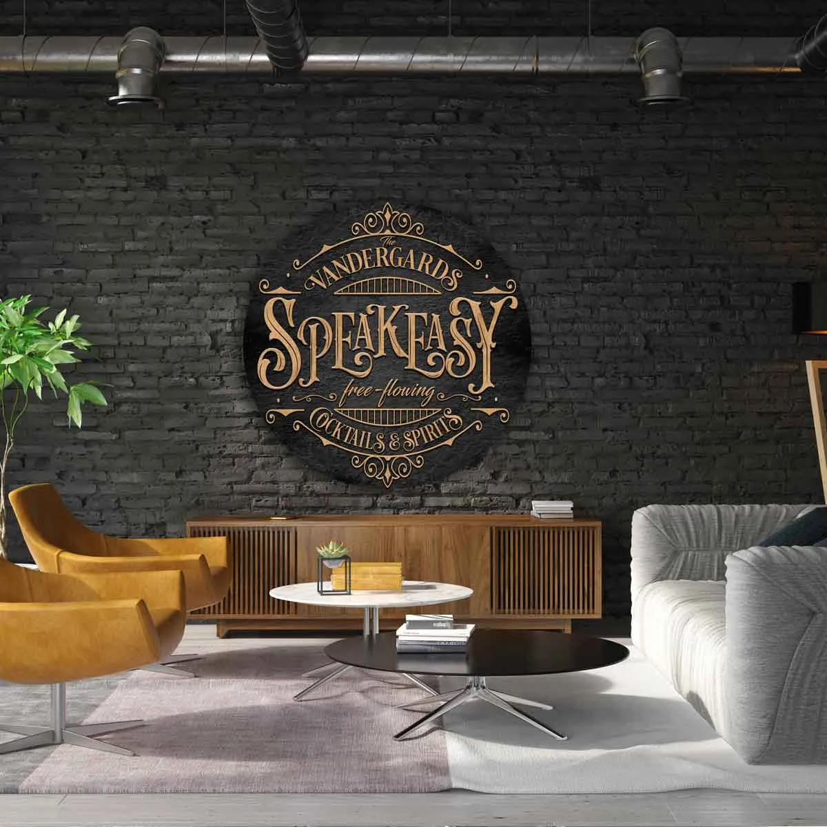 Speakeasy Sign Circle - Bourbon Whiskey Bar Signs