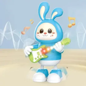 Storio Musical Dancing Rabbit Guitarist Doll Activity Play Center Toy 360 Degree Rotating with Flashing Lights and Bump n Go Action Toys Best Gift for Kids