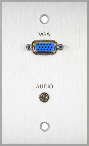 TecNec Board Room 1-Gang Black Anodized Wall Plate with HD 15-Pin Female Barrel & 3.5mm Stereo Mini Jack (Solder)