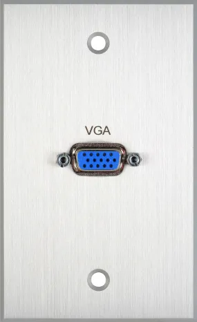 TecNec Board Room Series 1-Gang Clear Anodized Wall Plate with 1 High Density 15-Pin VGA Barrel Connector
