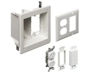 Two-Gang Recessed Power/Low Voltage TV Box Kit