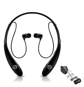 UNIVERSAL STEREO HV-900 BLACK RETRACTABLE EARPHONE BLUETOOTH NECK HEADSET
