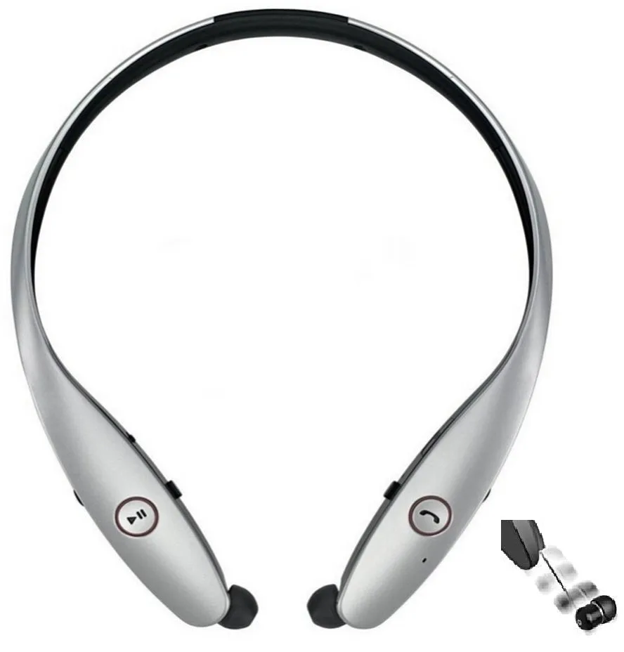 UNIVERSAL STEREO HV-900 SILVER RETRACTABLE EARPHONE BLUETOOTH NECK HEADSET