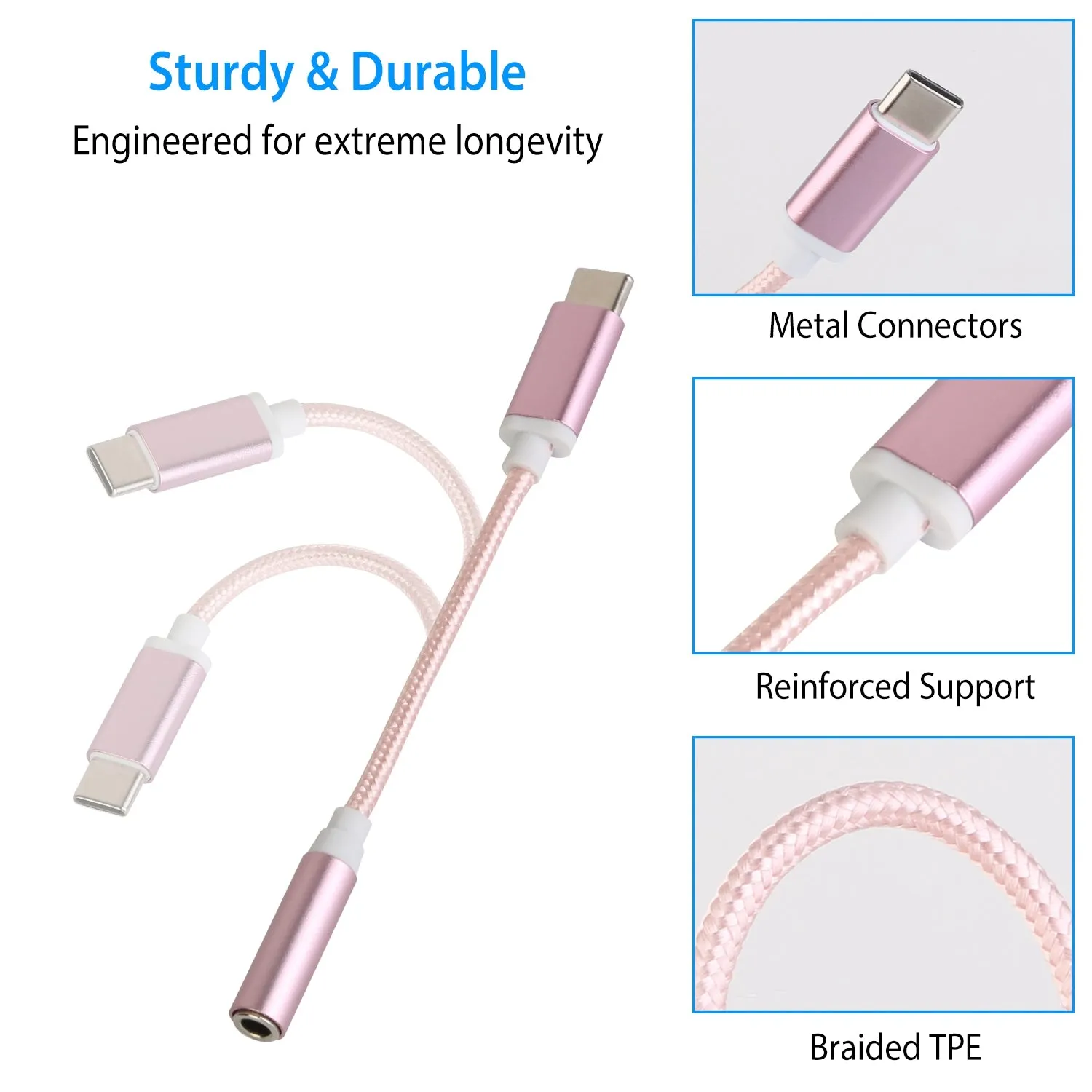 USB-C Type C Adapter Port to 3 .5mm Aux Audio Jack