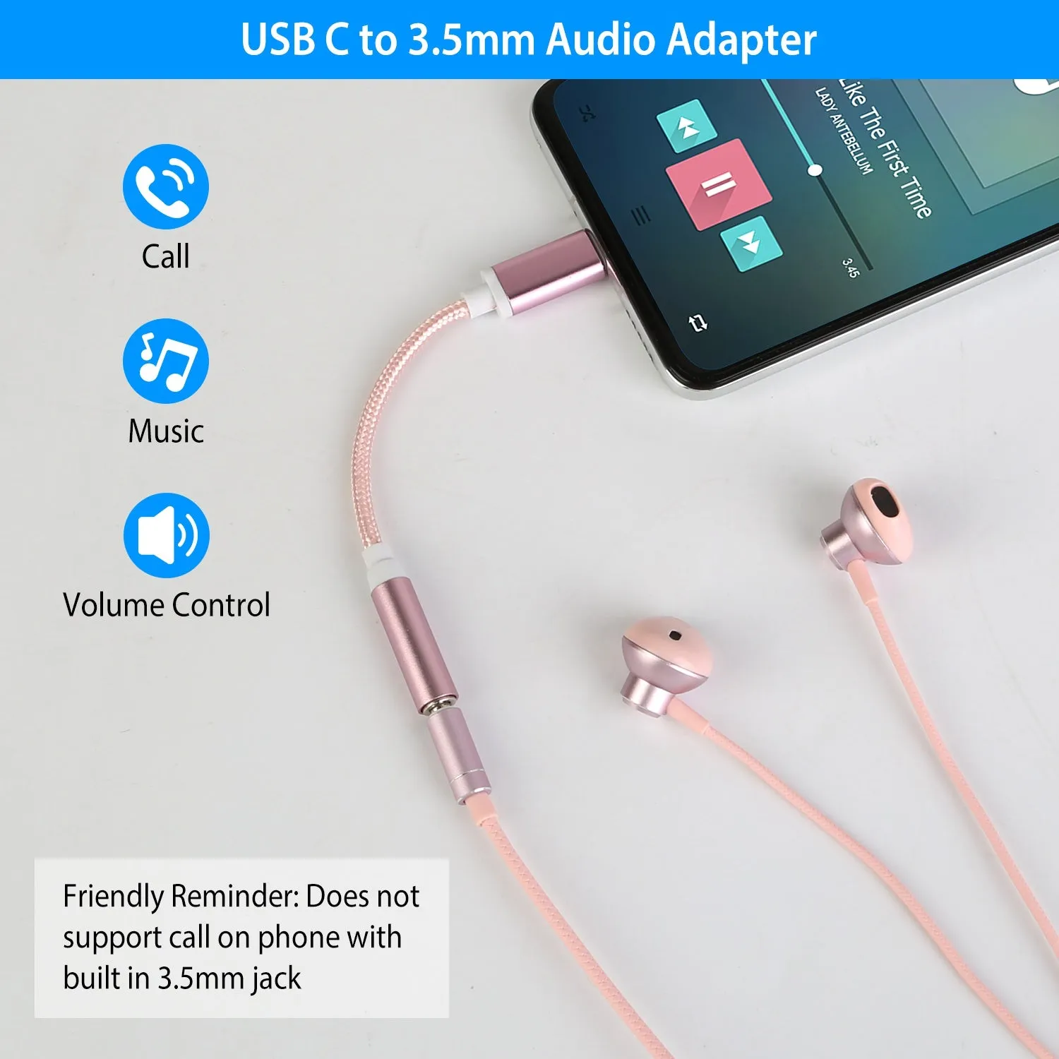 USB-C Type C Adapter Port to 3 .5mm Aux Audio Jack