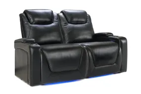 Valencia Oslo Modern XL Home Theater Seating Row of 2 Loveseat, Midnight Black