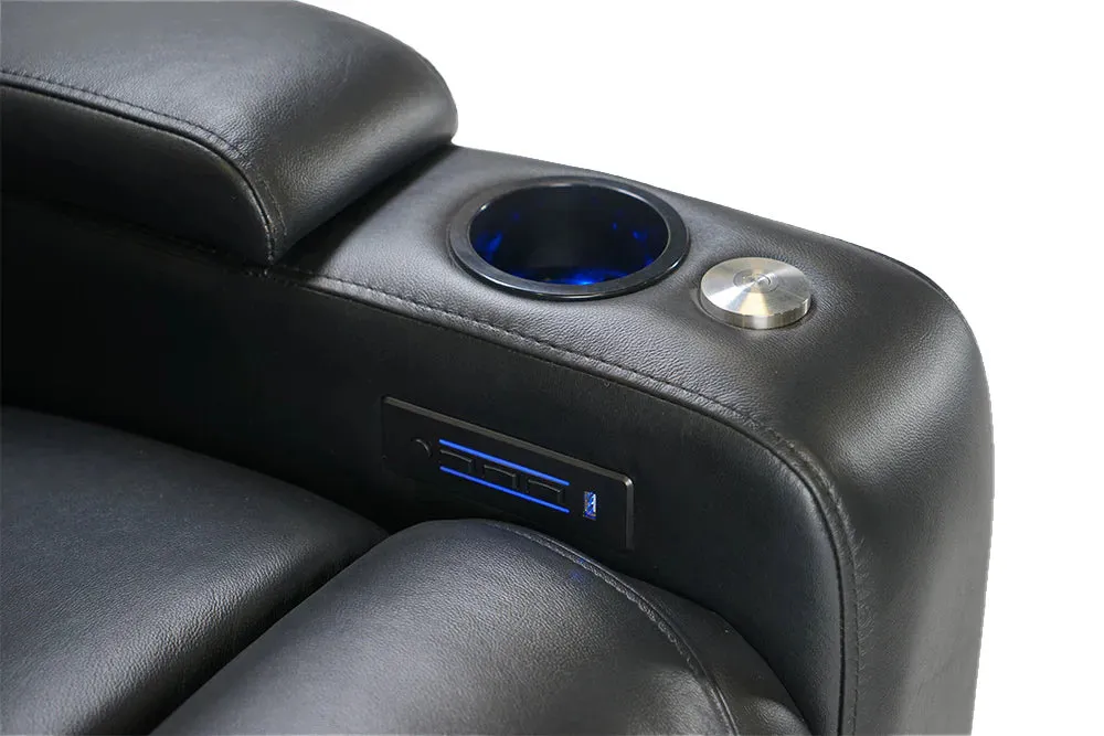 Valencia Oslo Modern XL Home Theater Seating Row of 5 Loveseat Right, Midnight Black