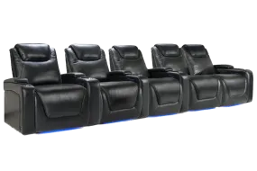 Valencia Oslo Modern XL Home Theater Seating Row of 5 Loveseat Right, Midnight Black