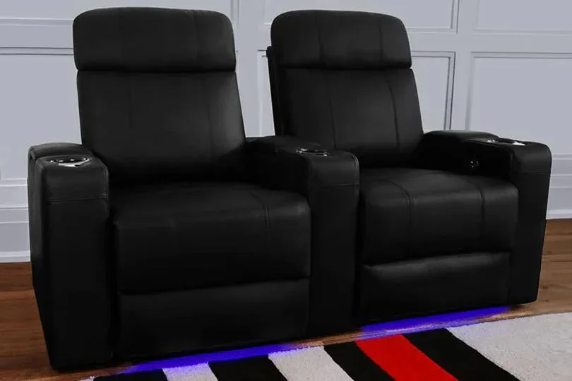 Valencia Piacenza Leather Home Theater Seating Power Headrest Single, Black