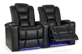Valencia Venice Leather Home Theater Seating Row of 2, Black