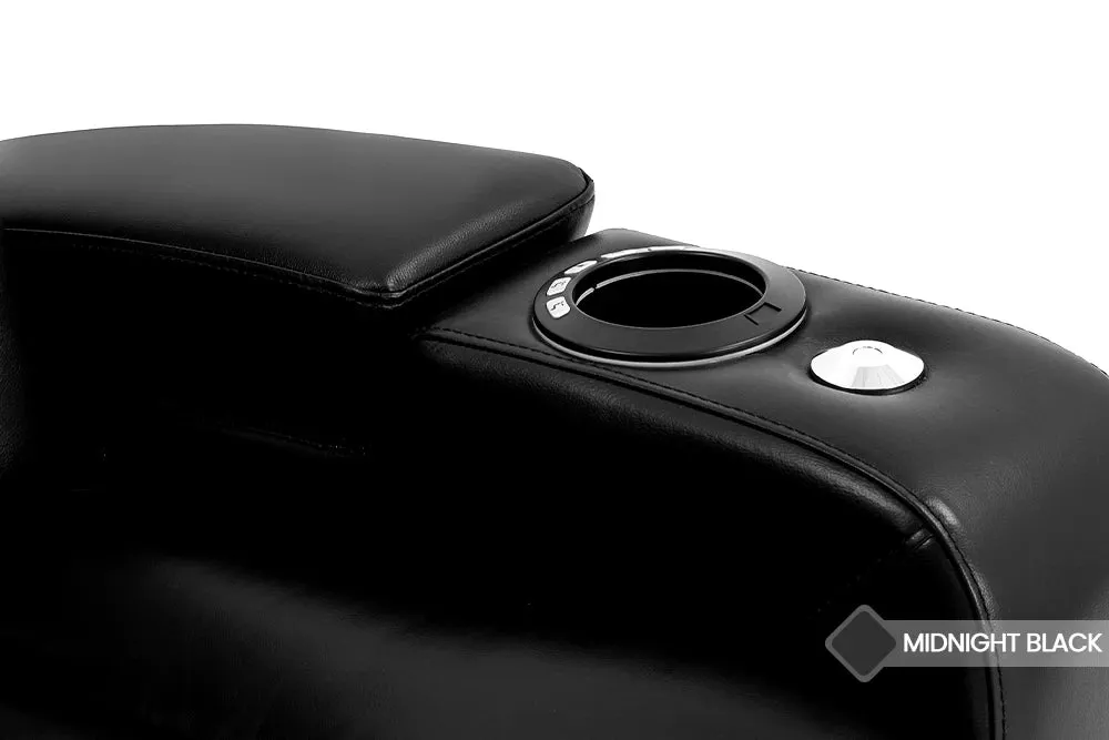 Valencia Venice Leather Home Theater Seating Row of 5 Loveseat Left, Black