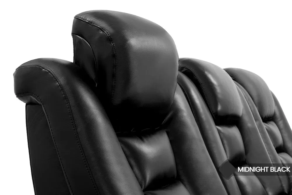 Valencia Venice Leather Home Theater Seating Row of 5 Loveseat Left, Black
