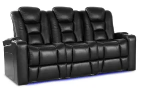 Valencia Venice Leather Home Theater Seating Set of 3, Black