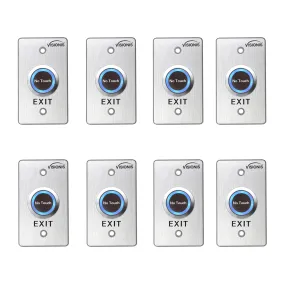 Visionis 8 Pack FPC-7569 VIS-7029 Indoor Stainless Steel No Touch Infrared Request To Exit Button With Time Delay Mid Size NO, COM And NC Outputs