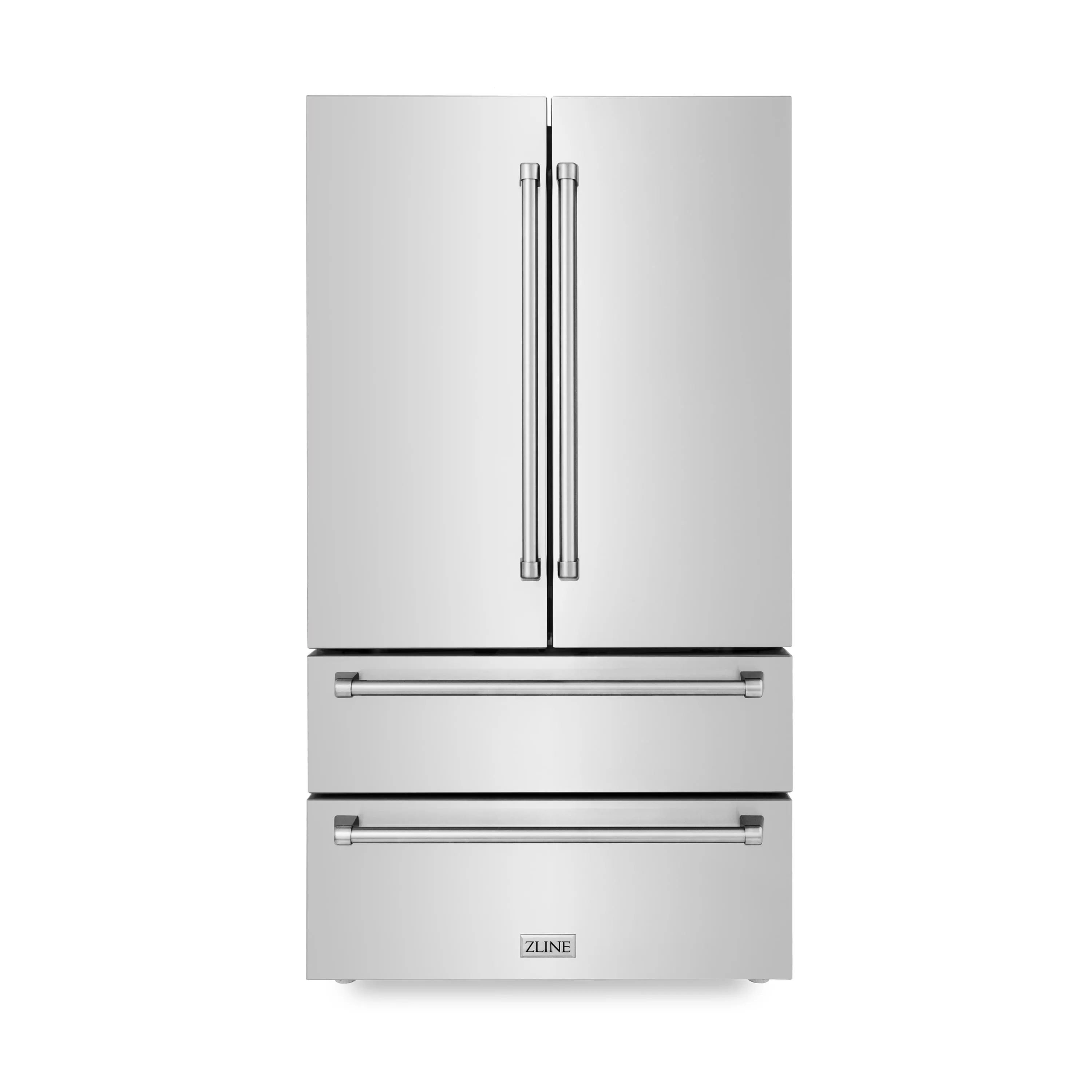 ZLINE 5-Piece Appliance Package - 48-Inch Rangetop, Refrigerator, 30-Inch Electric Double Wall Oven, 3-Rack Dishwasher, and Convertible Wall Mount Hood in Stainless Steel (5KPR-RTRH48-AWDDWV)