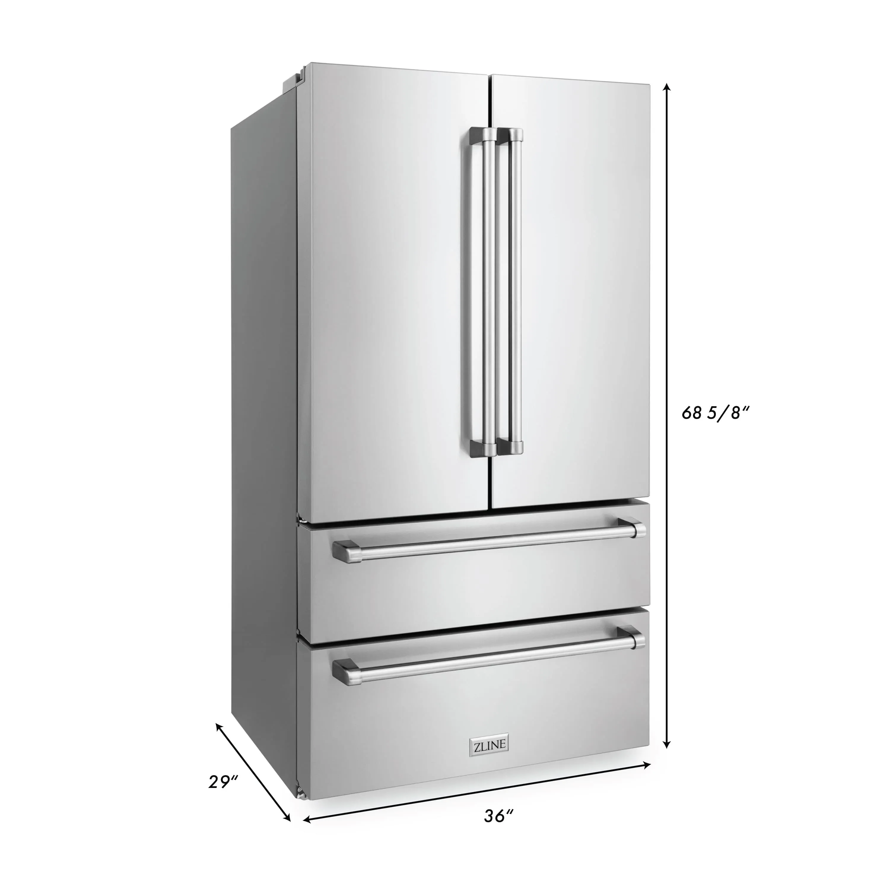 ZLINE 5-Piece Appliance Package - 48-Inch Rangetop, Refrigerator, 30-Inch Electric Double Wall Oven, 3-Rack Dishwasher, and Convertible Wall Mount Hood in Stainless Steel (5KPR-RTRH48-AWDDWV)